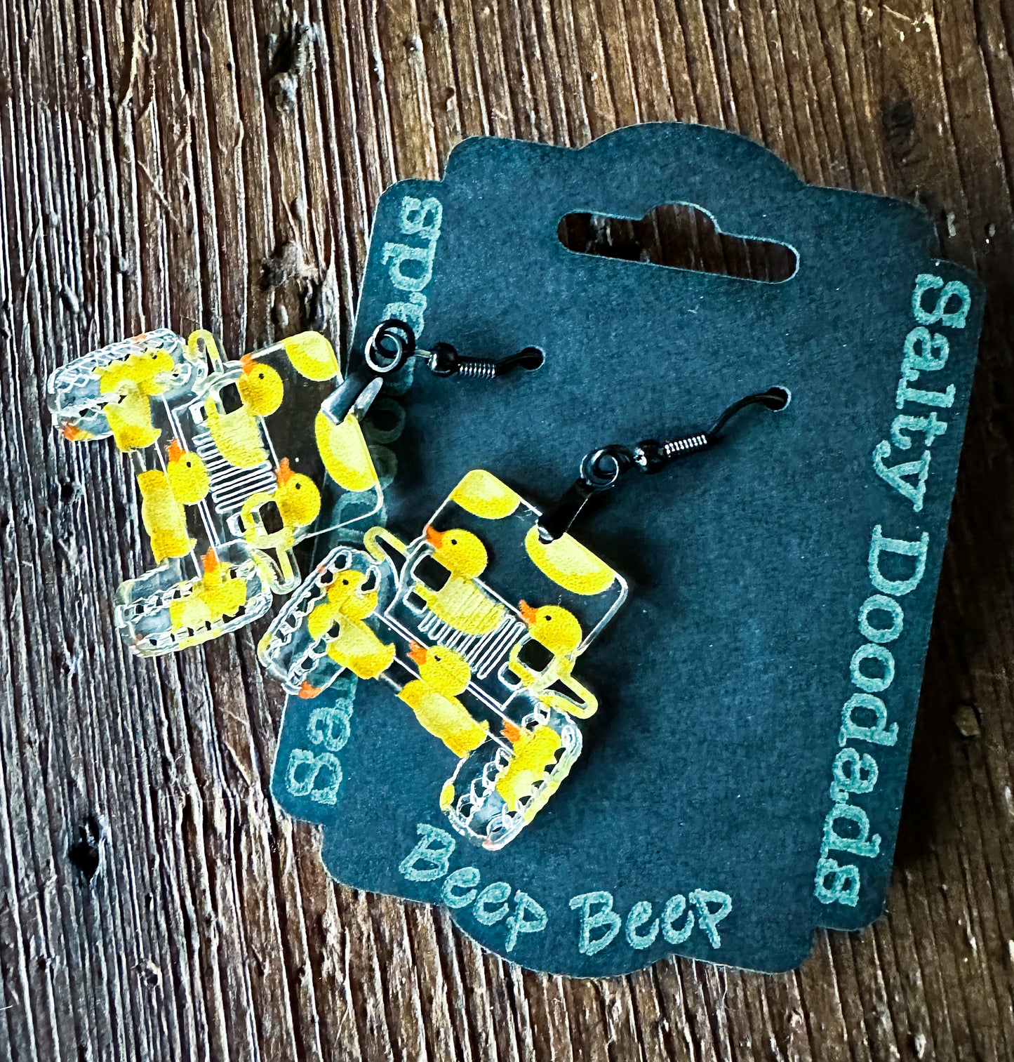 Yellow Rubber Duck Beep Beep Acrylic Earrings