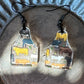 Cow Tag Shaped Acrylic Cow Print Earrings