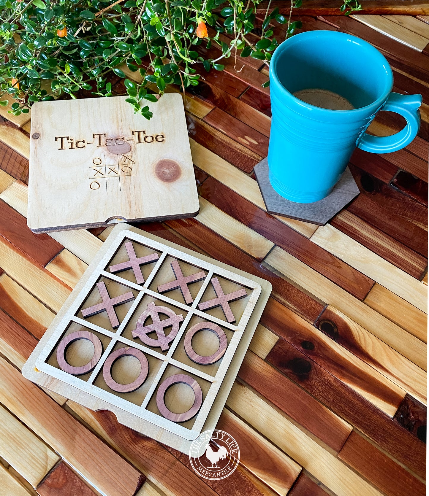Wooden Custom Tic-Tac-Toe Game Board
