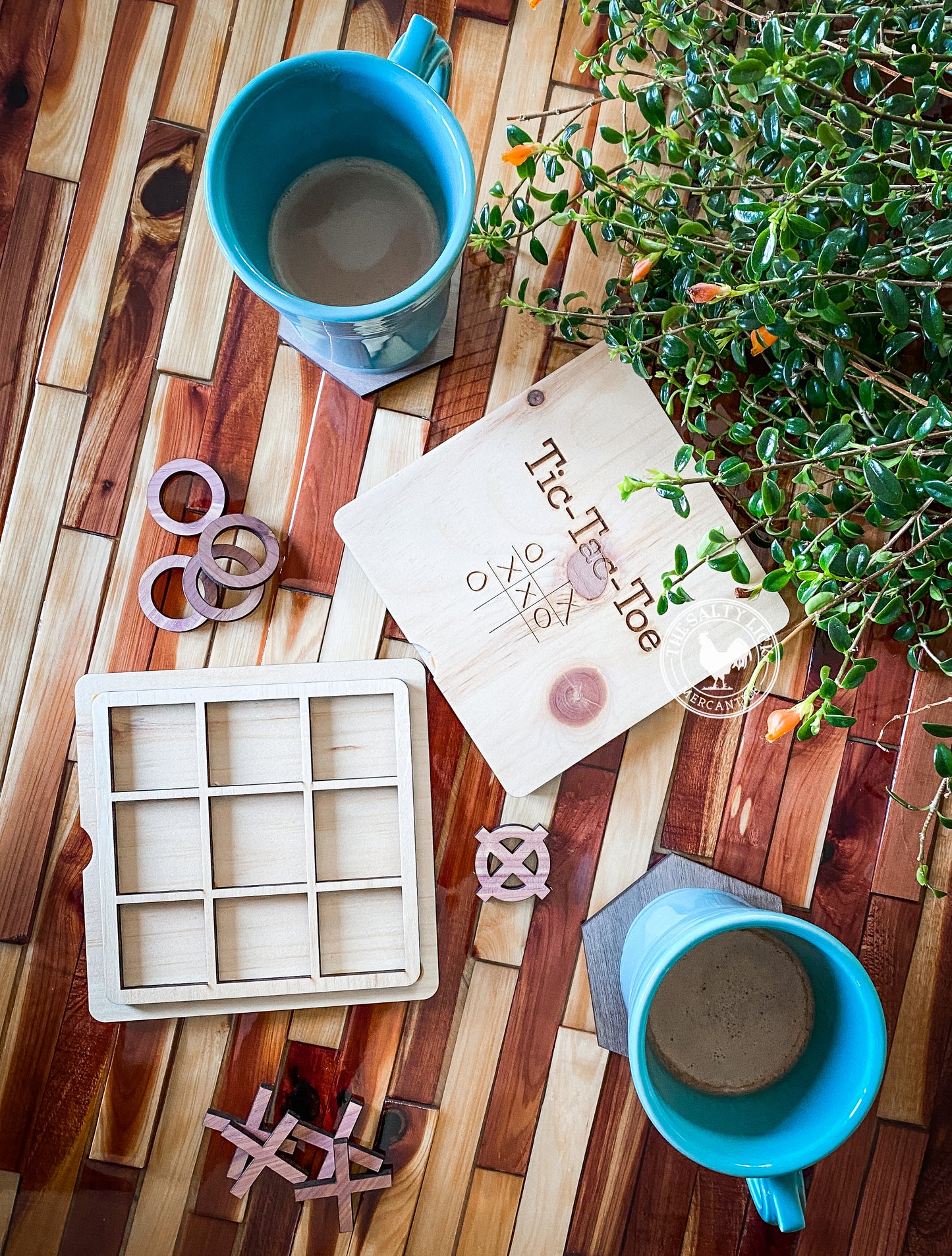 Wooden Custom Tic-Tac-Toe Game Board