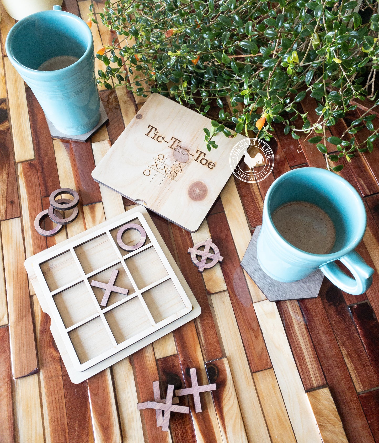 Wooden Custom Tic-Tac-Toe Game Board