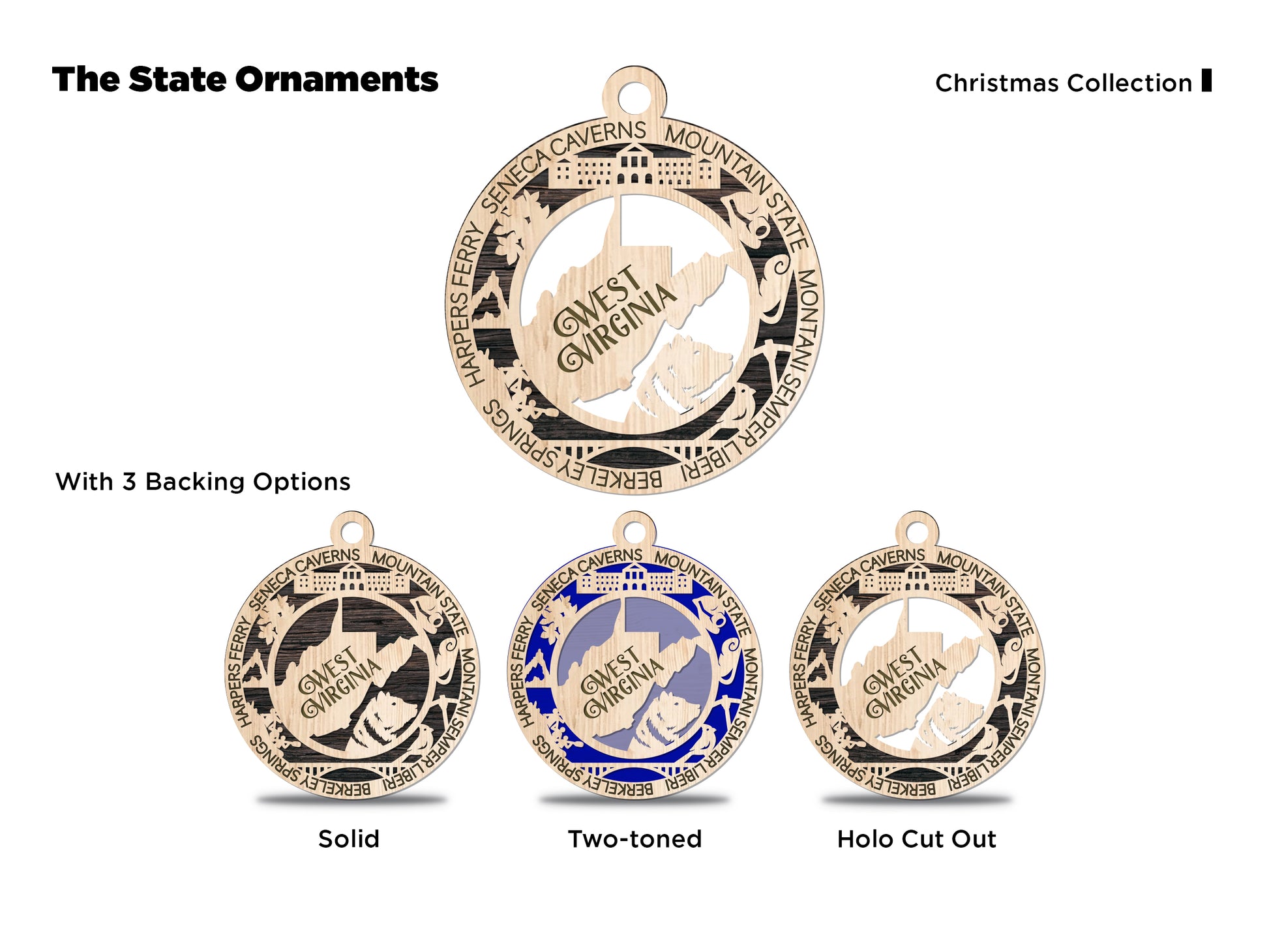 West Virginia State Wood 2 Layer Ornament - The Salty Lick Mercantile