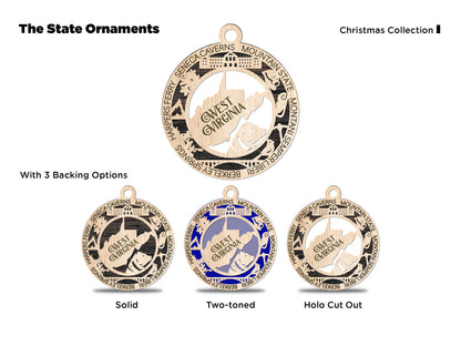 West Virginia State Wood 2 Layer Ornament - The Salty Lick Mercantile