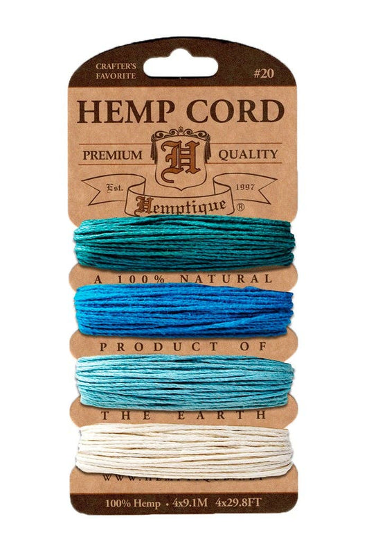 Hemptique - #20 Hemp Cord Cards AQUAMARINE