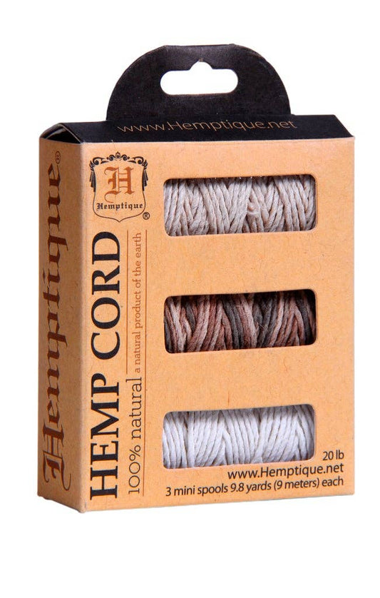 Hemptique - #20 Hemp Cord 3-Pack MiniI Spool Set In Box DUNE - The Salty Lick Mercantile