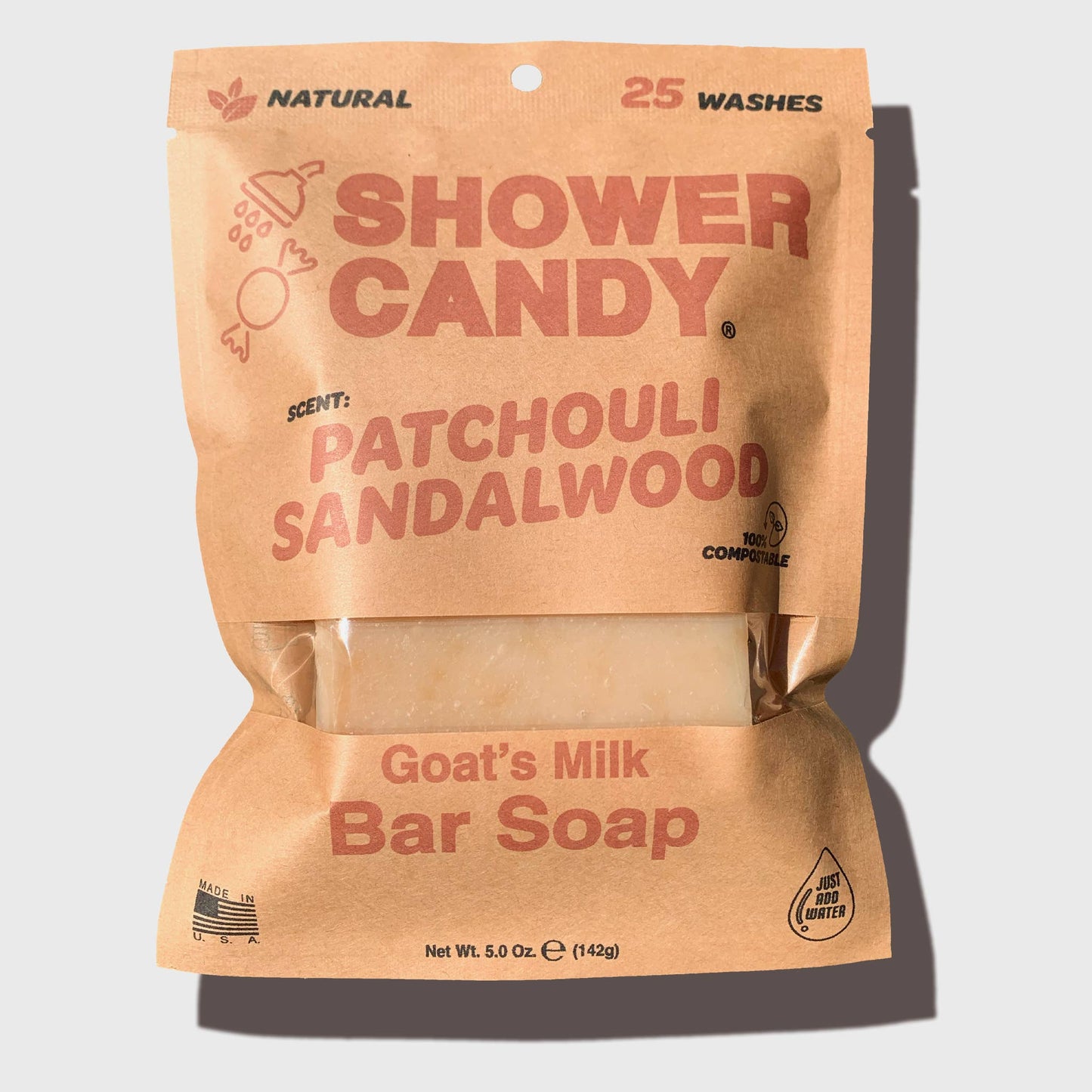 Shower Candy - Patchouli Sandalwood Body Wash Bar Soap with Goat's Milk