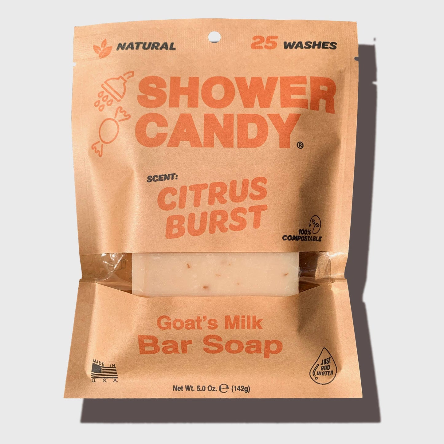 Shower Candy - Citrus Burst Body Wash Bar Soap with Goat's Milk