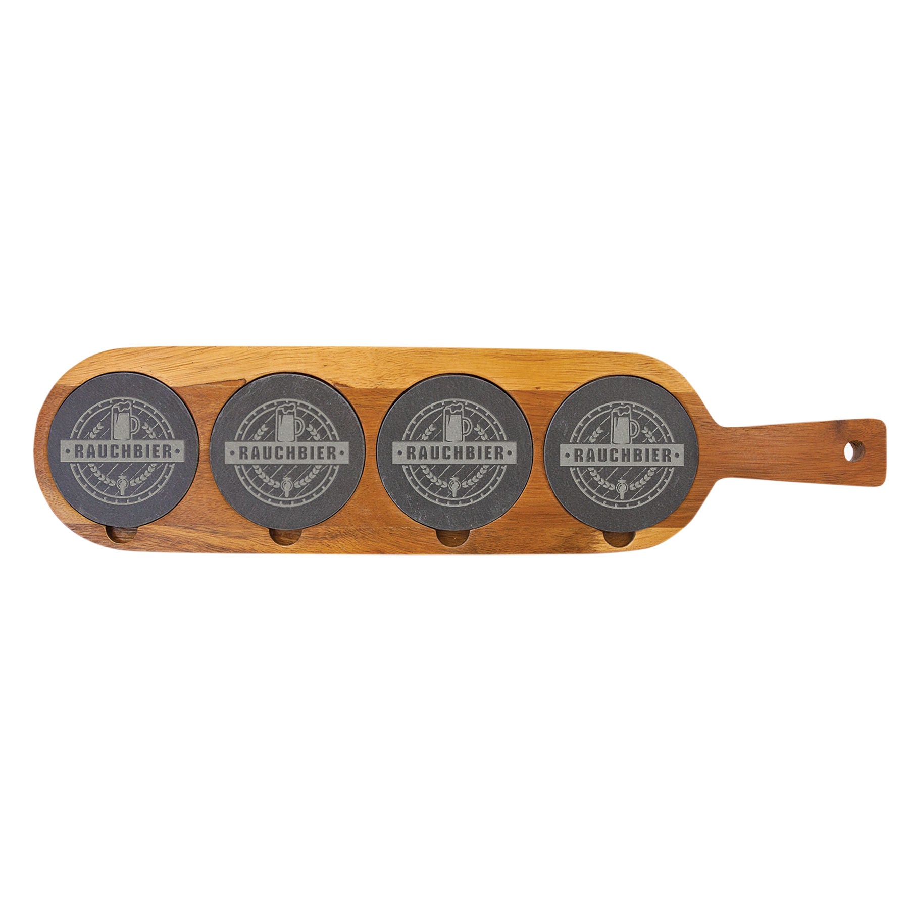 18 1/2" x 4 1/4" Acacia Wood/Slate Serving Board - The Salty Lick Mercantile