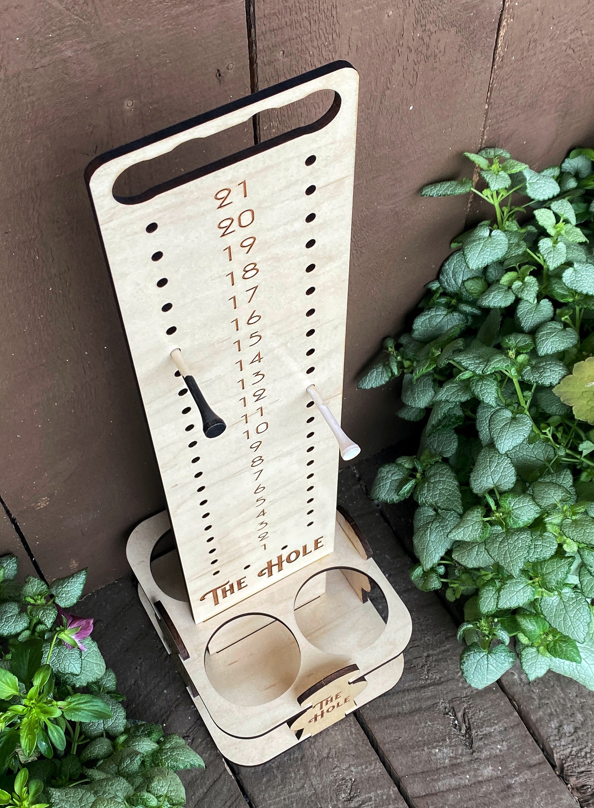 Custom Cornhole Scoreboard with 4 Can Holder (tabletop version) - The Salty Lick Mercantile
