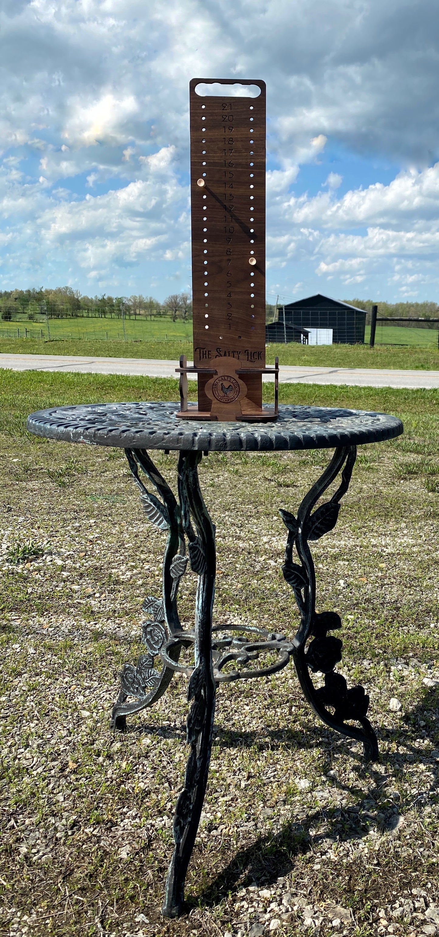 Custom Cornhole Scoreboard with 4 Can Holder (tabletop version) - The Salty Lick Mercantile