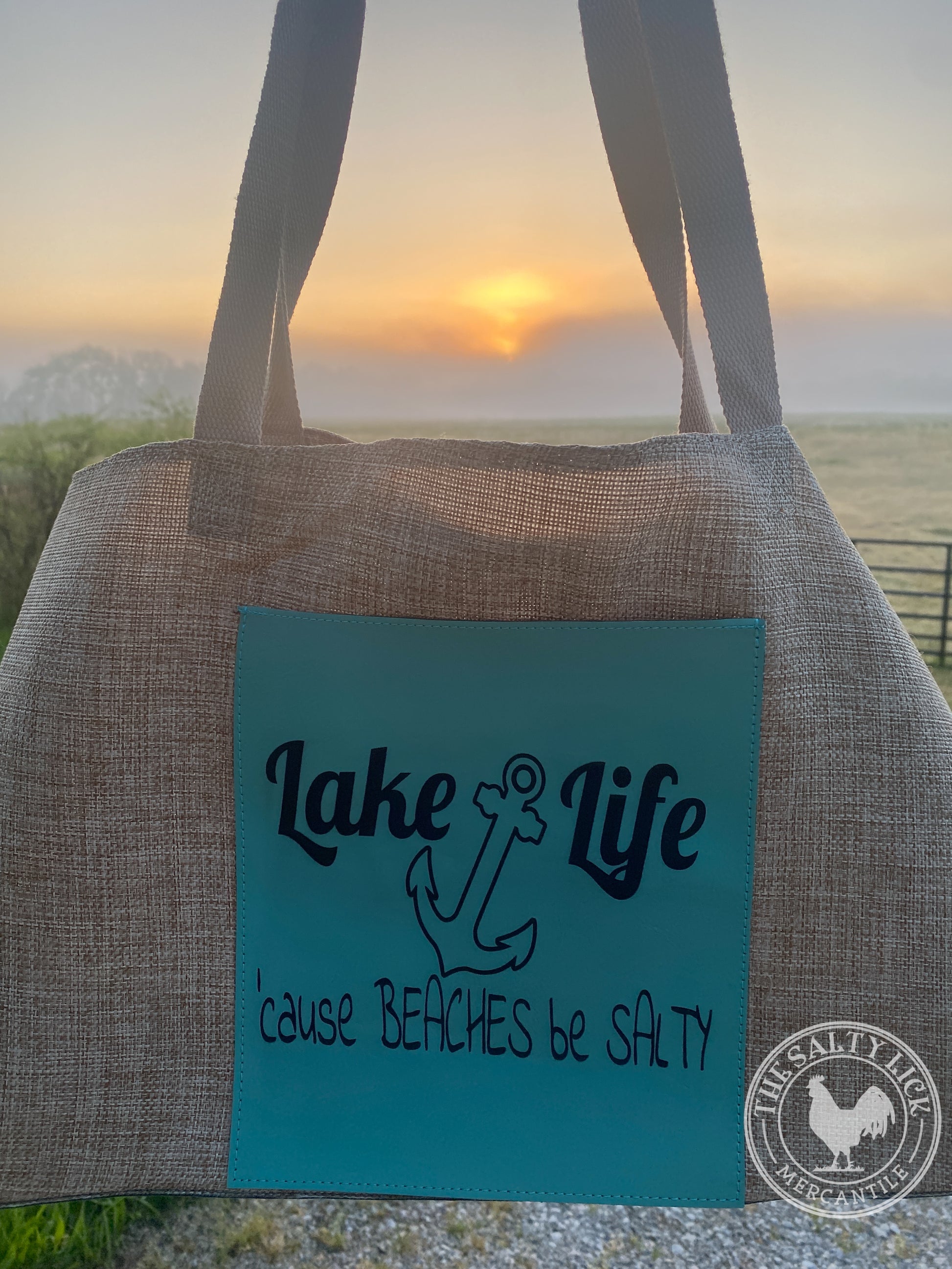 19" x 12" Burlap Bag with 5" Laserable Leatherette Gusset - The Salty Lick Mercantile