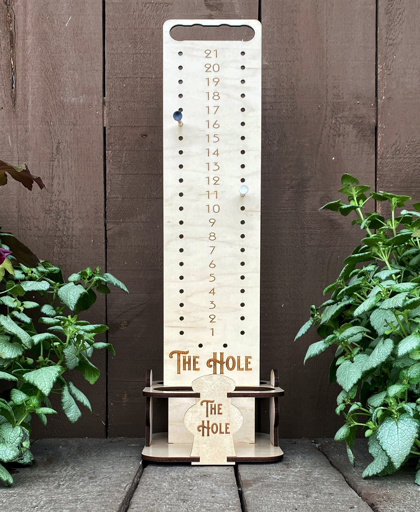 Custom Cornhole Scoreboard with 4 Can Holder (tabletop version) - The Salty Lick Mercantile